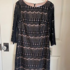 NEW"J Howard size 8 black lace dress w/nude lining